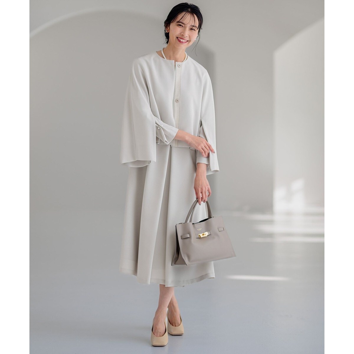 VERYコラボ 】トリアセ ダブルジョーゼット ノーカラージャケット | 23