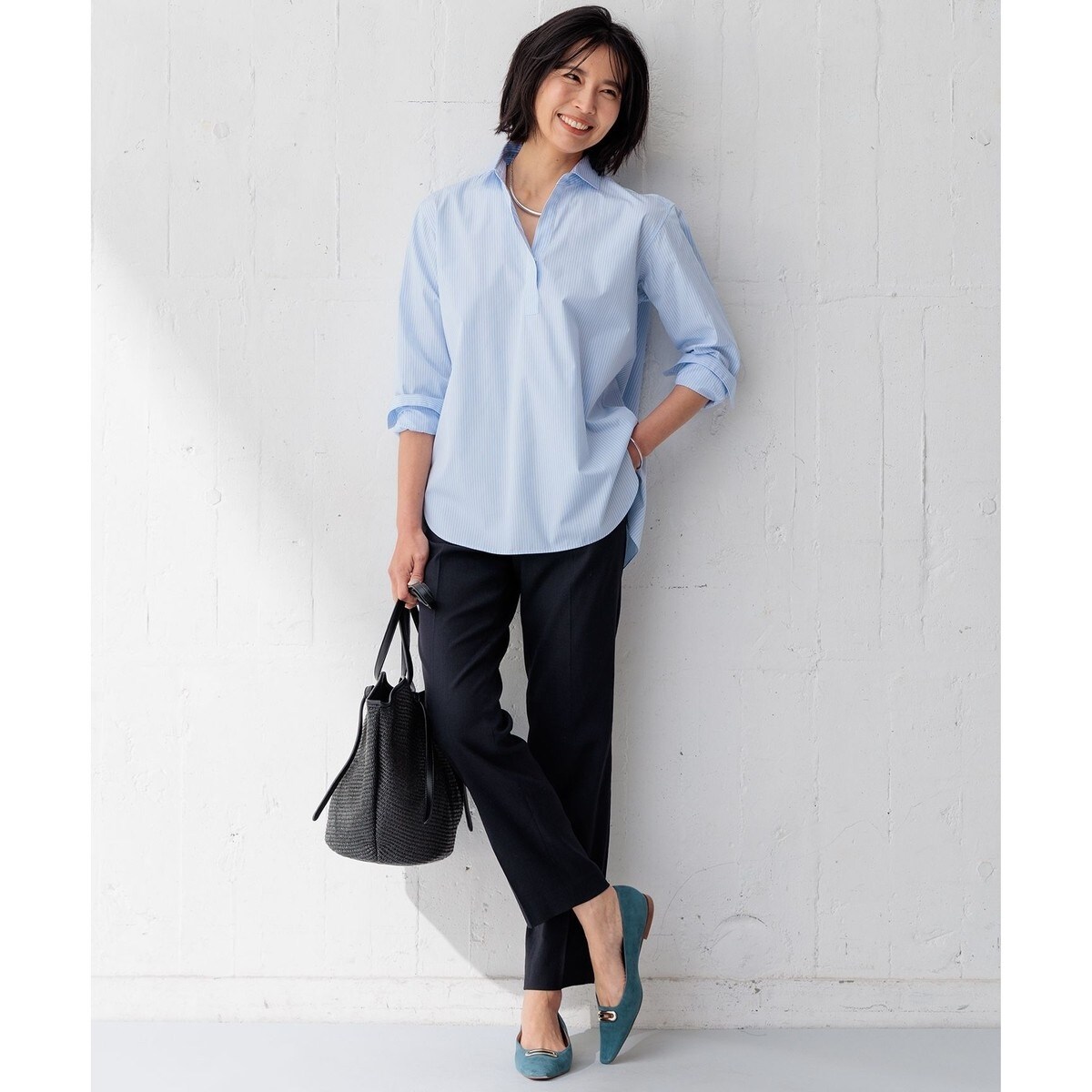 Oggi4月号掲載/洗える】CANCLINI スキッパー シャツ | 23区(23KU