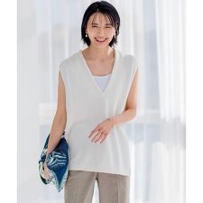 【洗える】コットンコード ニットベスト