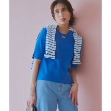 【洗える】コンフォートストレッチ 5分袖 ニット