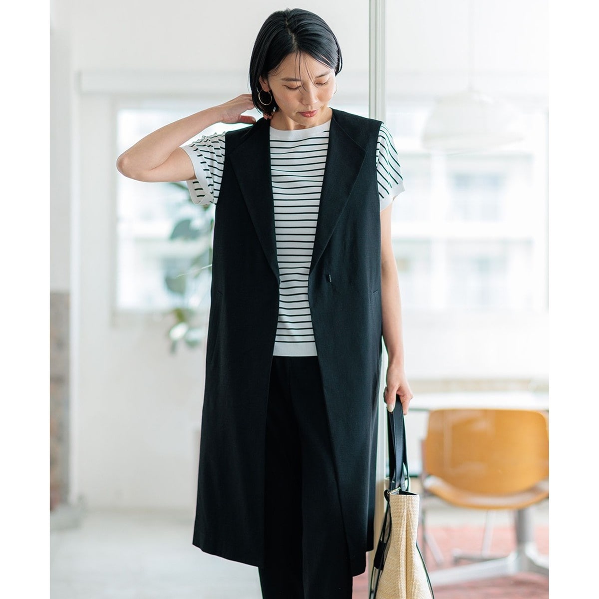 23区【洗える/撥水加工】ナイロン2WAYストレッチ ブルゾン　黒 23区｜【洗える/撥水加工】ナイロン2WAYストレッチ ブルゾン