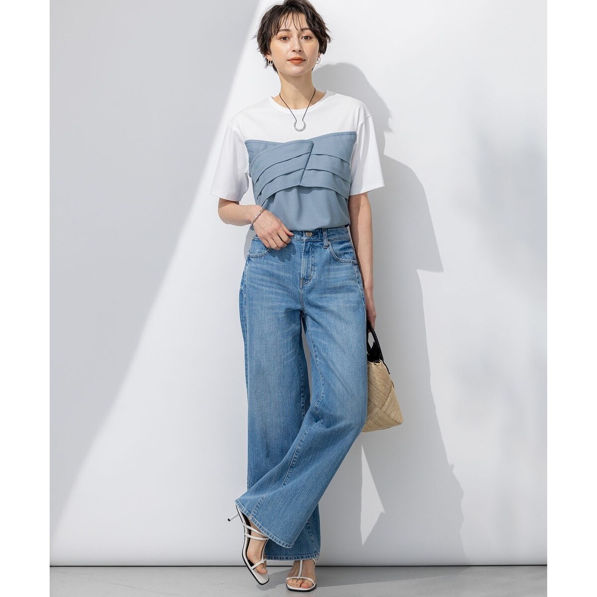 WEB限定カラーあり/洗える】スムースデザイン コンビ カットソー | 23