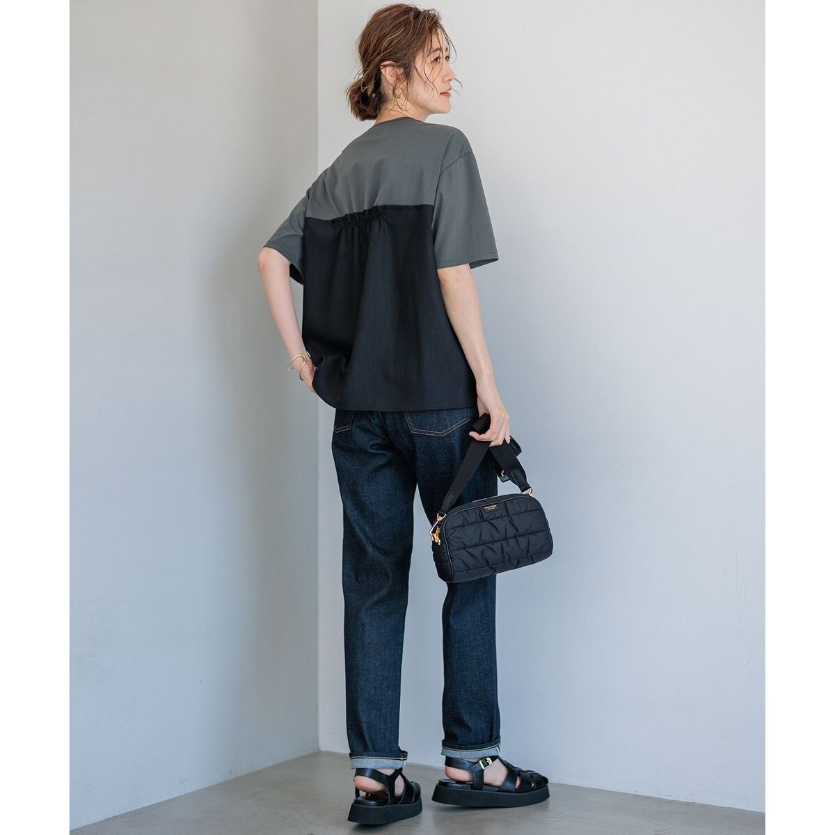 WEB限定カラーあり/洗える】スムースデザイン コンビ カットソー