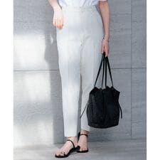 【セットアップ対応/洗える】コットンリネン オックスストレッチ テーパード パンツ