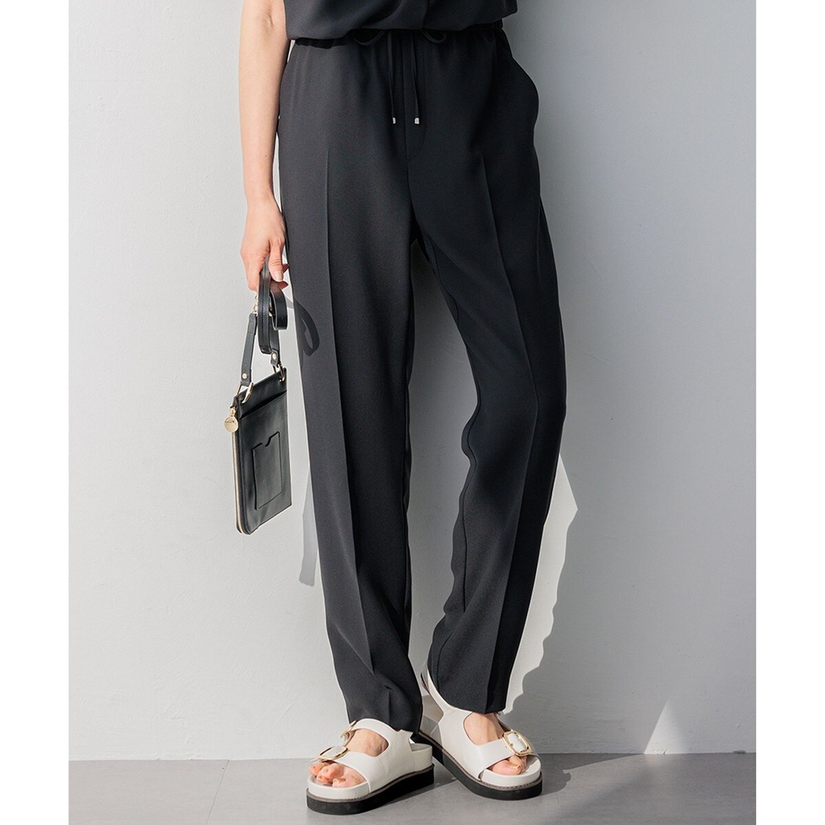 23区 今期ストレッチジョーゼット テーパード パンツ 32 新色追加/洗える】ストレッチジョーゼット テーパード パンツ