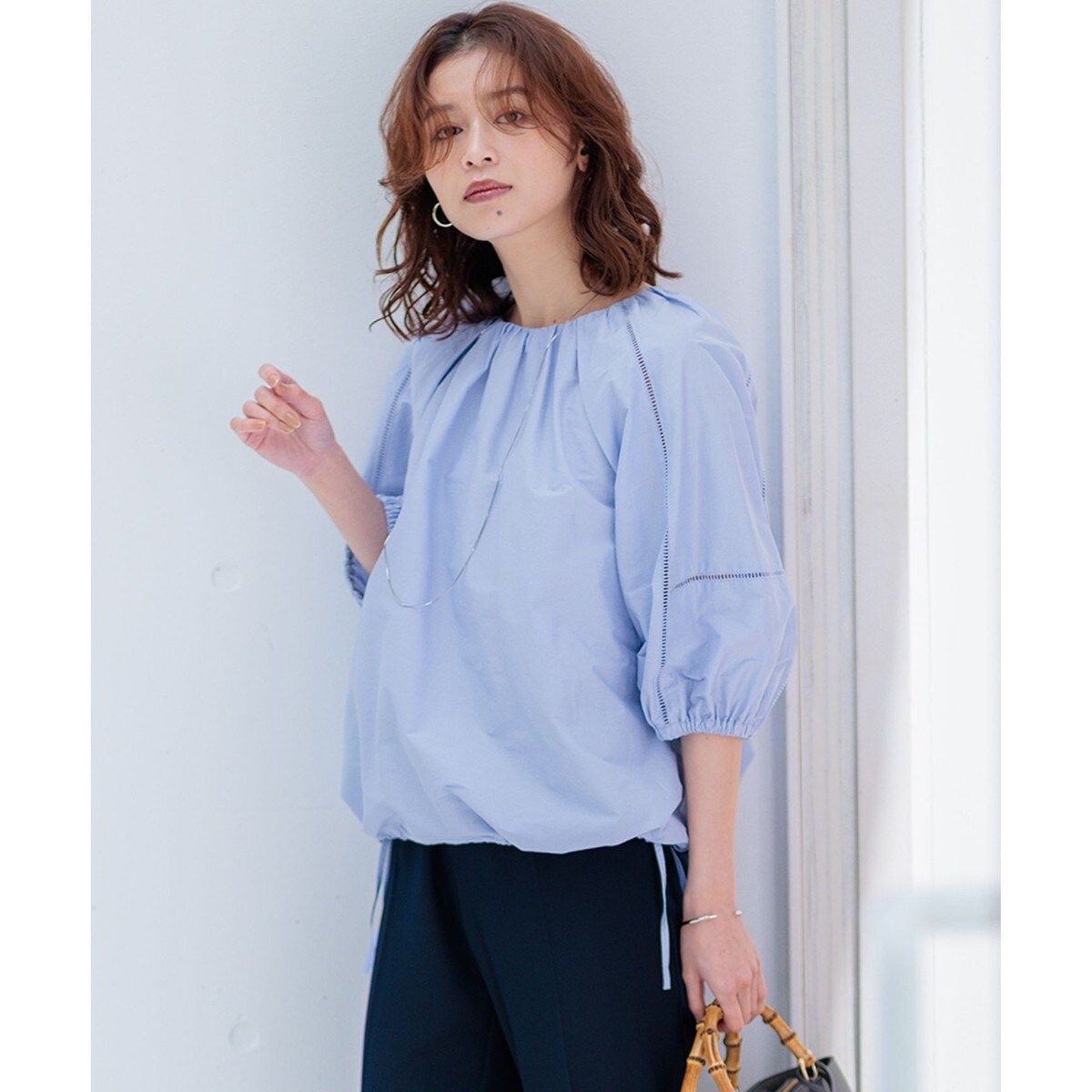 洗える]23区 シャルマンエンブロイダリーブラウス ゆったりサイズ