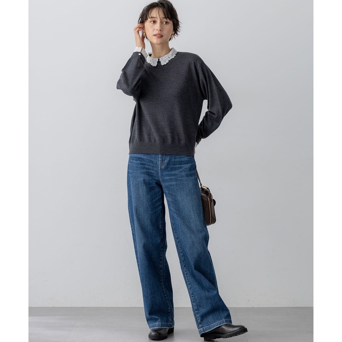 見上愛さん着用/Oggi3月号掲載/洗える】23区DENIM ストレッチ ワイドパンツ