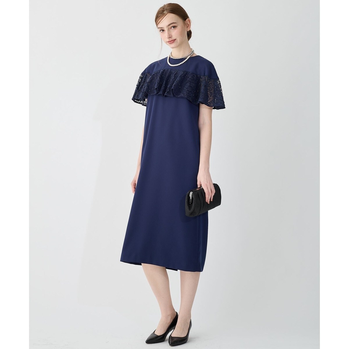 APPLAUDIR】スパンコールレース フリルコンビドレス | 23区(23KU