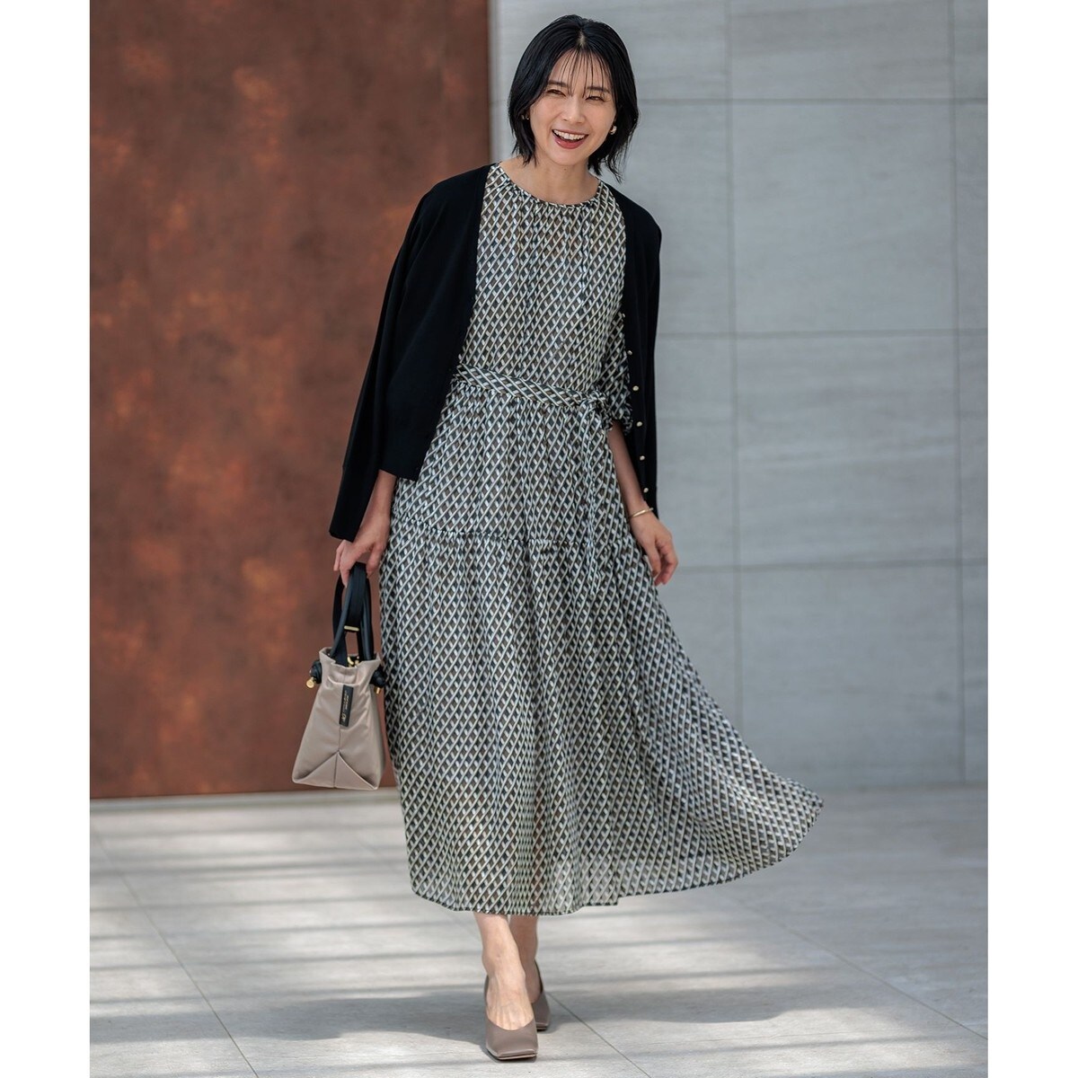 美品◆23区　24SS Ratti コラージュプリント ワンピース 23区｜【洗える】Ratti コラージュプリント ワンピース