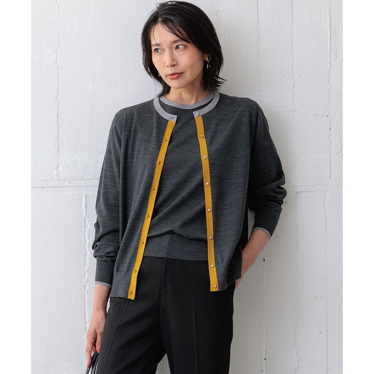 23区　新品　サスティナブルウール　カーディガン 38 洗える】サステナブルウール バイカラー カーディガン | 23区