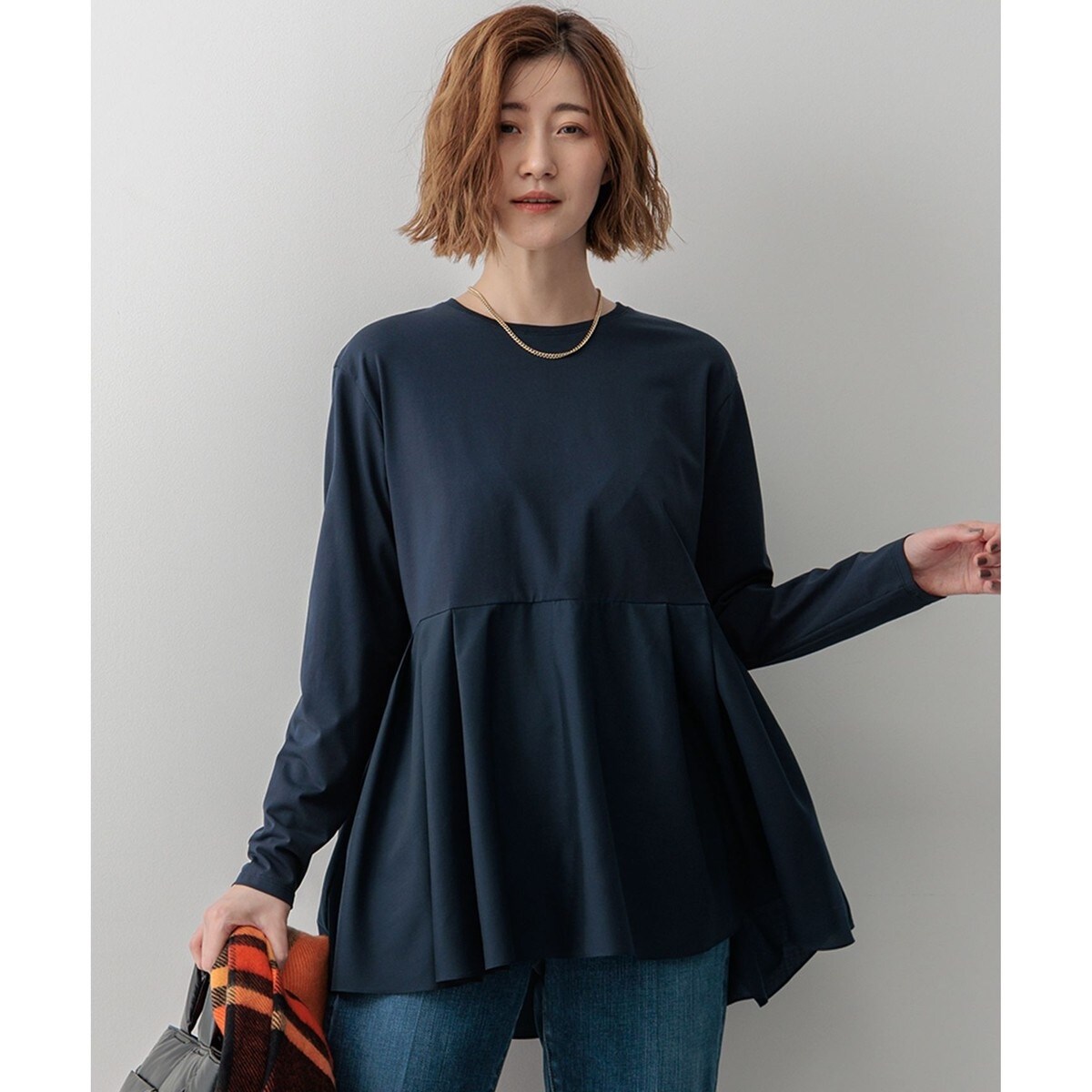 tシャツ 「杏さん着用/ご好評につき新色追加」ナチュラルコットンベアコンビ ペプラム カットソー レディース 杏さん着用/ご好評につき新色追加】ナチュラルコットンベア