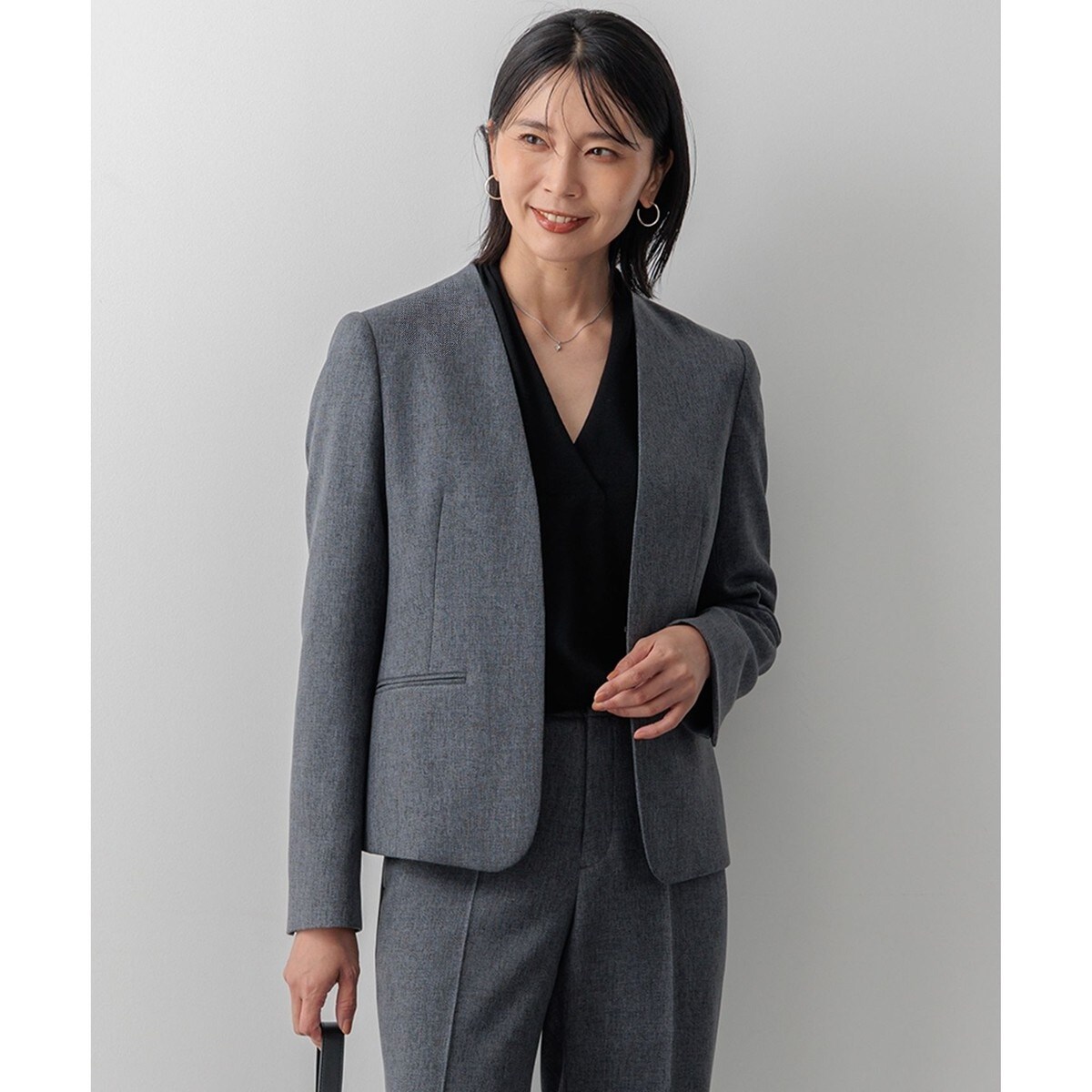 洗える】ウールライクカルゼ ノーカラージャケット | 23区(23KU