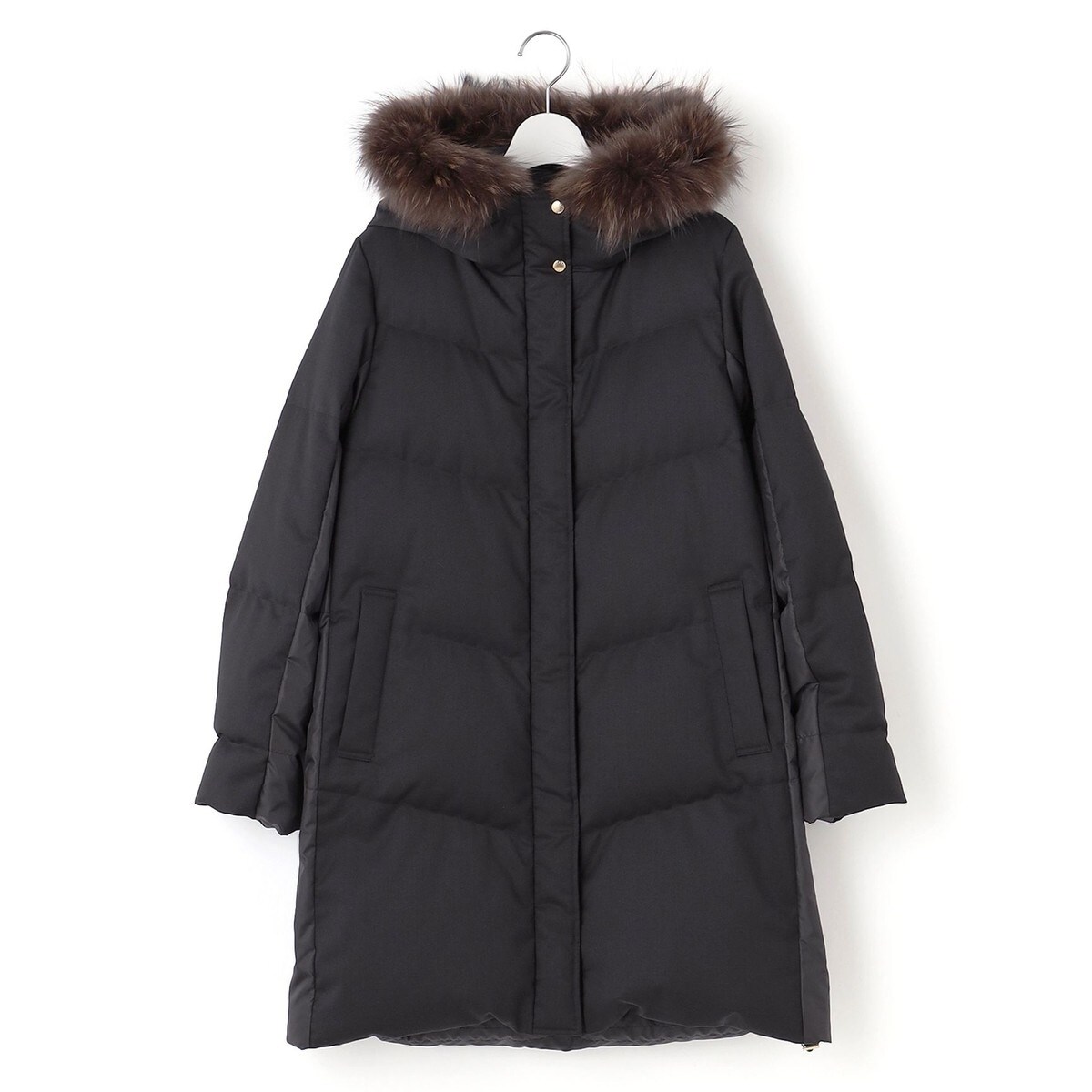 美品✨23区 ダッフル ダウン ロング コート ロング 2way 40 グレー フード付きロングダウンコート／タフタ｜ダウン/中綿コート