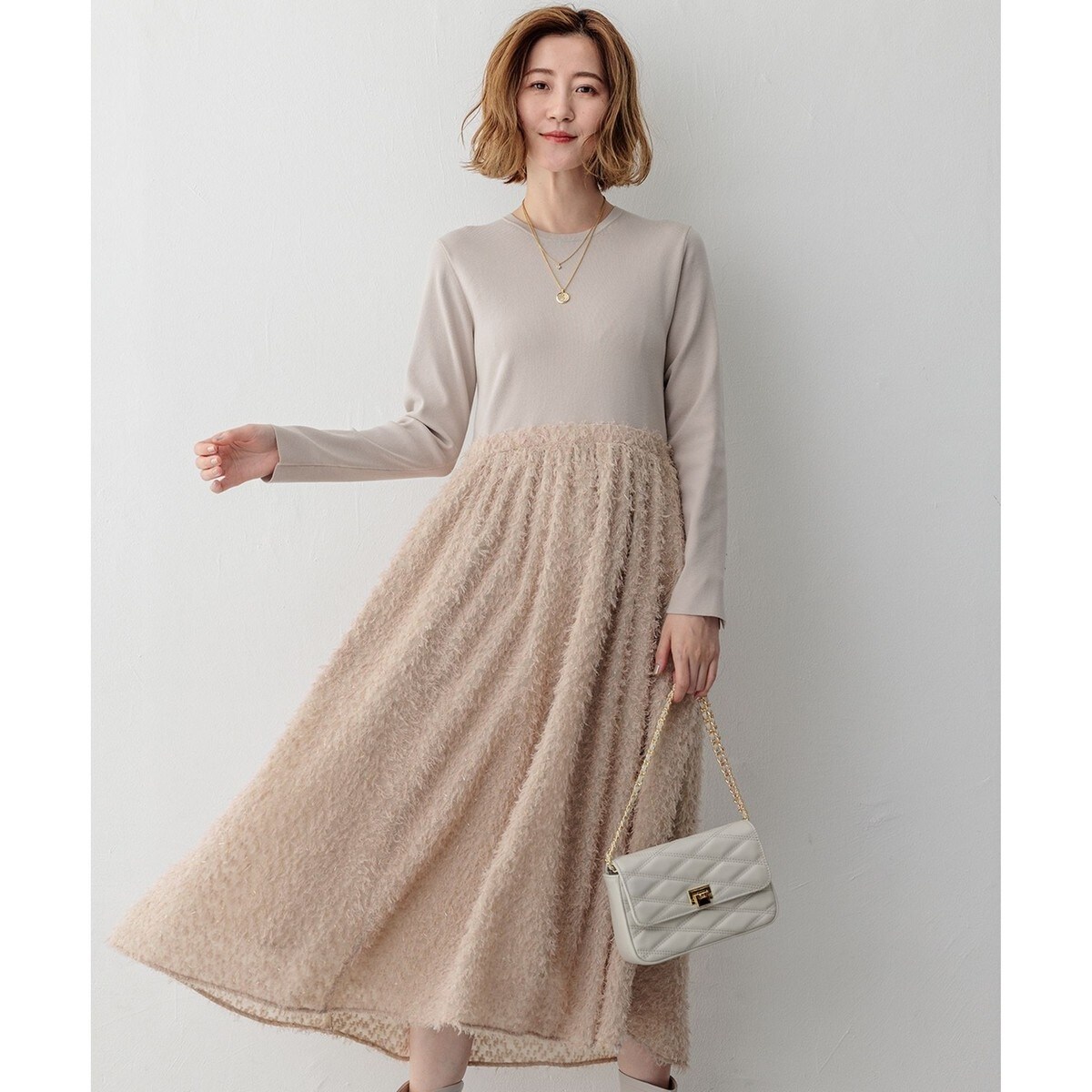 滝沢眞規子さん着用/一部店舗限定/洗える】ニットコンビジャカード