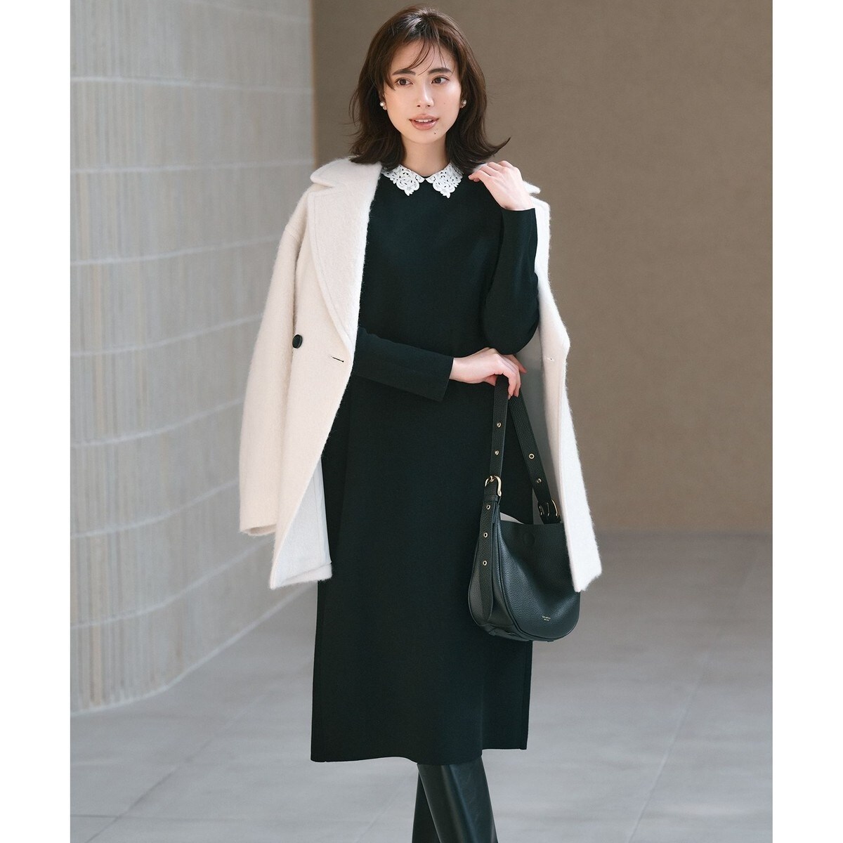 洗える】ヴィスコースストレッチ エンブロイダリー ワンピース | 23区