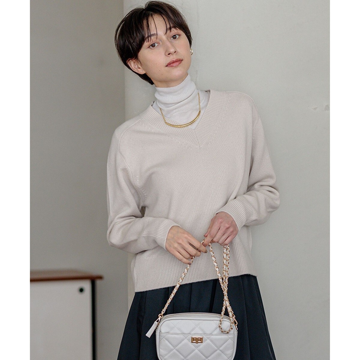 Oggi2月号掲載/洗える】ウールカシミヤ Vネック ニット | 23区(23KU