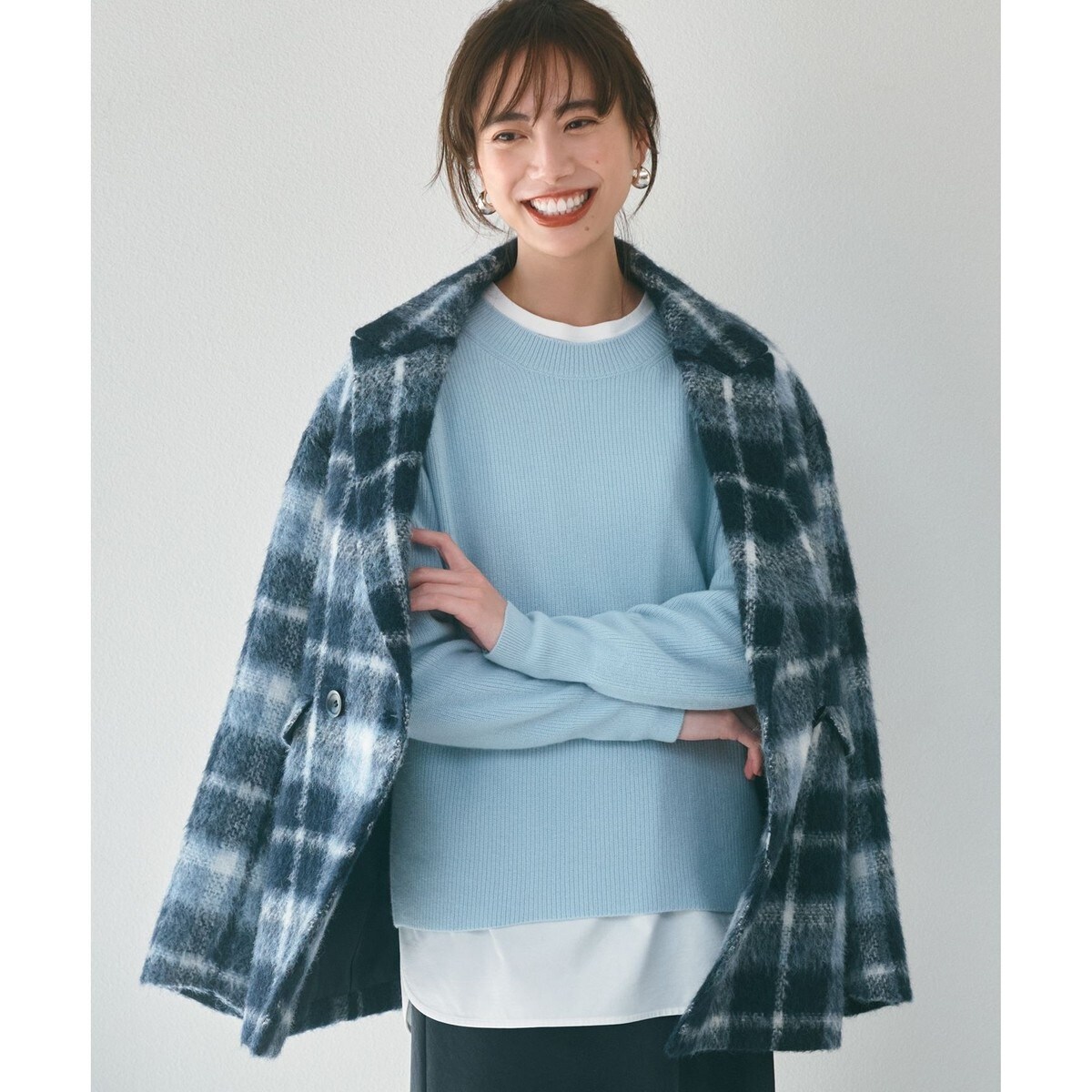 【洗える】ウールカシミヤ クルーネック ニット