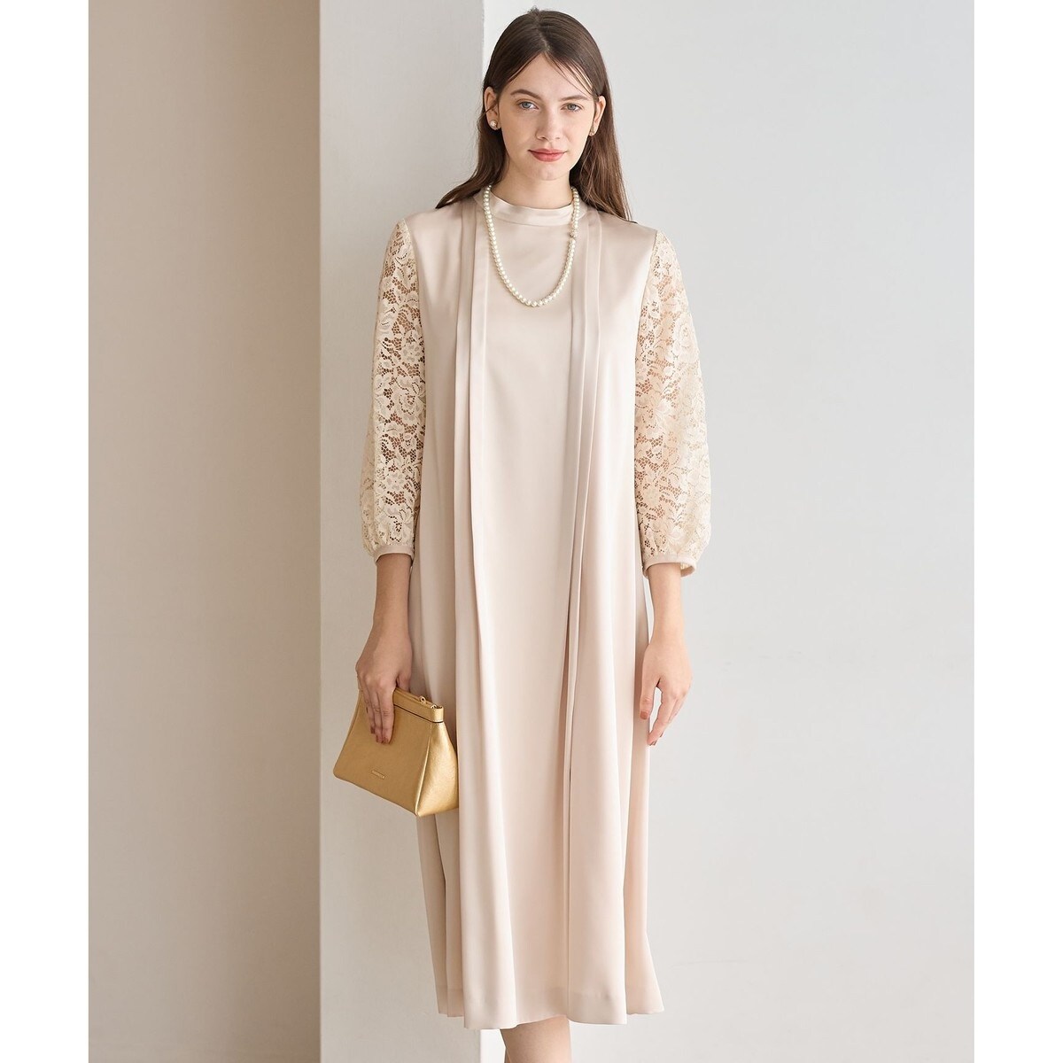 APPLAUDIR】ノーブルサテン レースコンビドレス