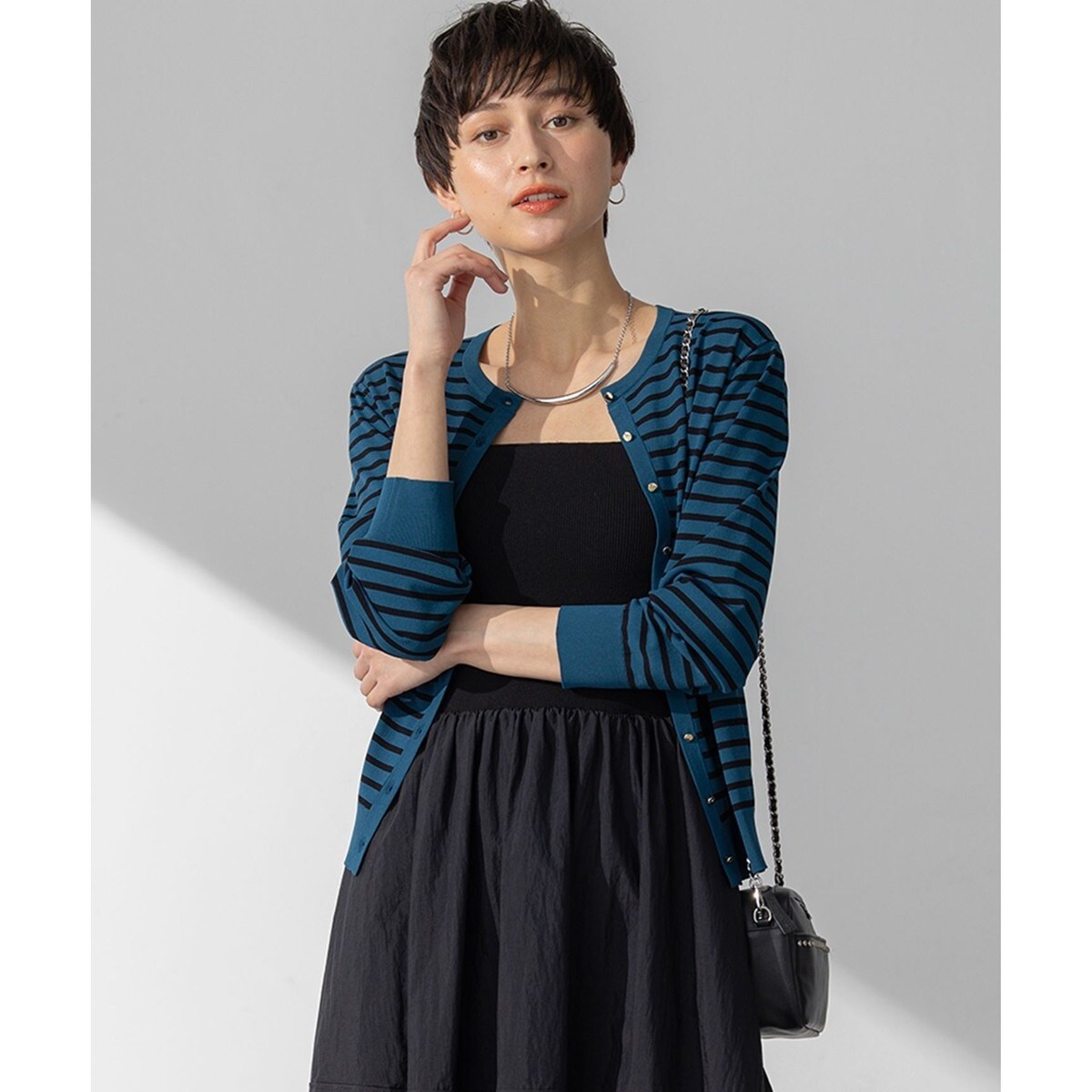 【洗える】レーヨンポリエステルストレッチ カーディガン