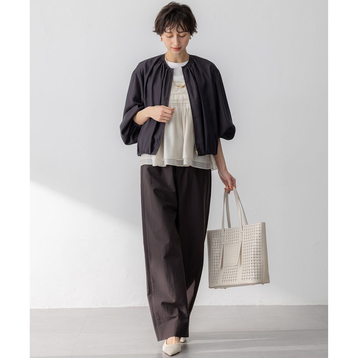 WEB&一部店舗限定カラーあり】オーガンジービスチェコンビ カットソー