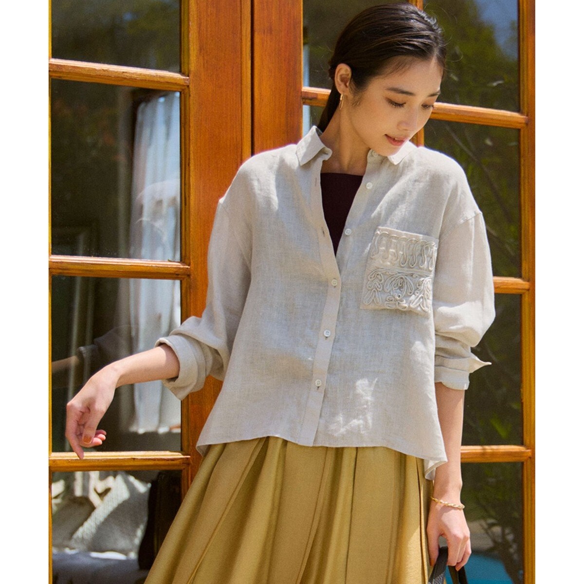 【洗える】LIBECO クロップド シャツ 洗える】LIBECO クロップド シャツ | 23区(23KU) | マルイウェブチャネル