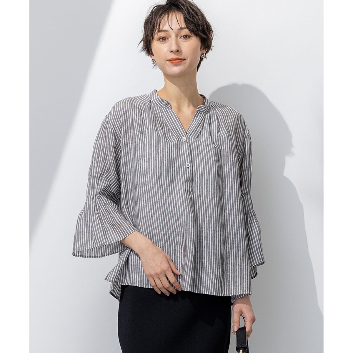 【洗える】LIBECO タックスリーブ シャツ