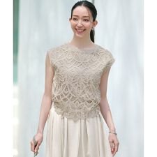 【洗える/汗じみ防止加工】エンブロイダリージャージー フレンチスリーブ カットソー