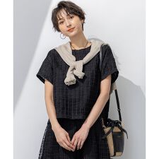 【洗える】Broche チェック レース ブラウス