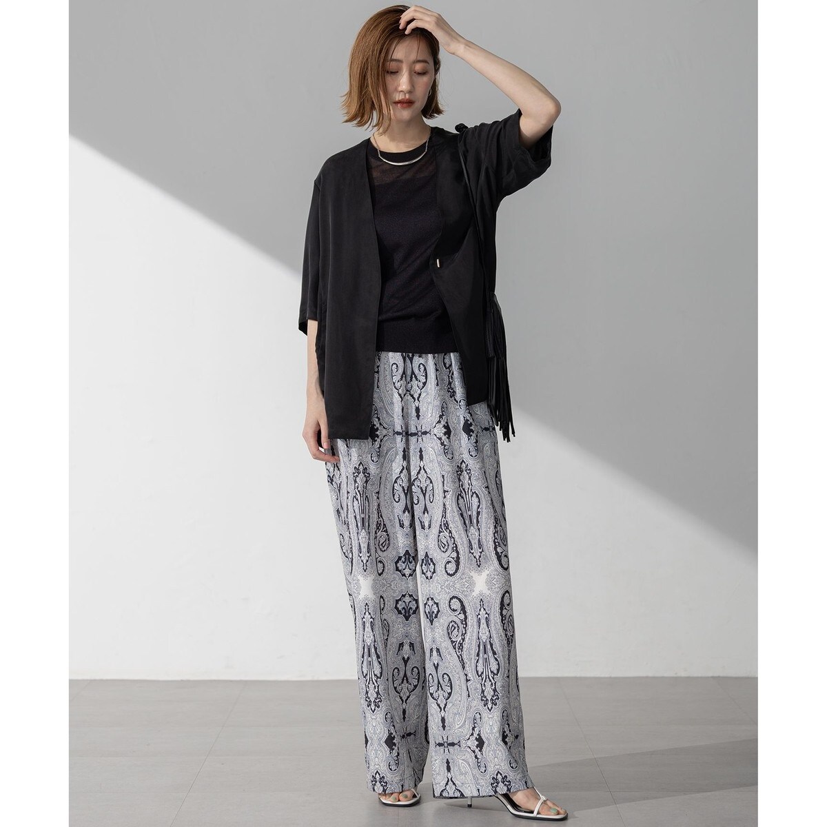 接触冷感性/洗える】フィブリルツイル ハーフスリーブ ジャケット