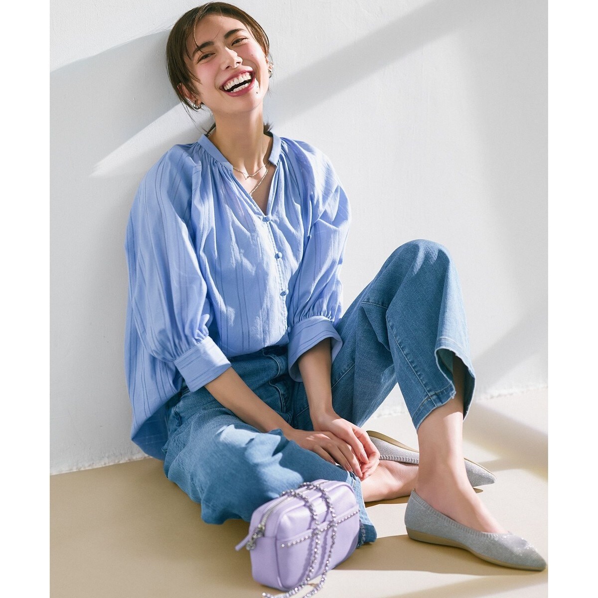 【接触冷感】23区DENIM サマー ストレート ワイド パンツ