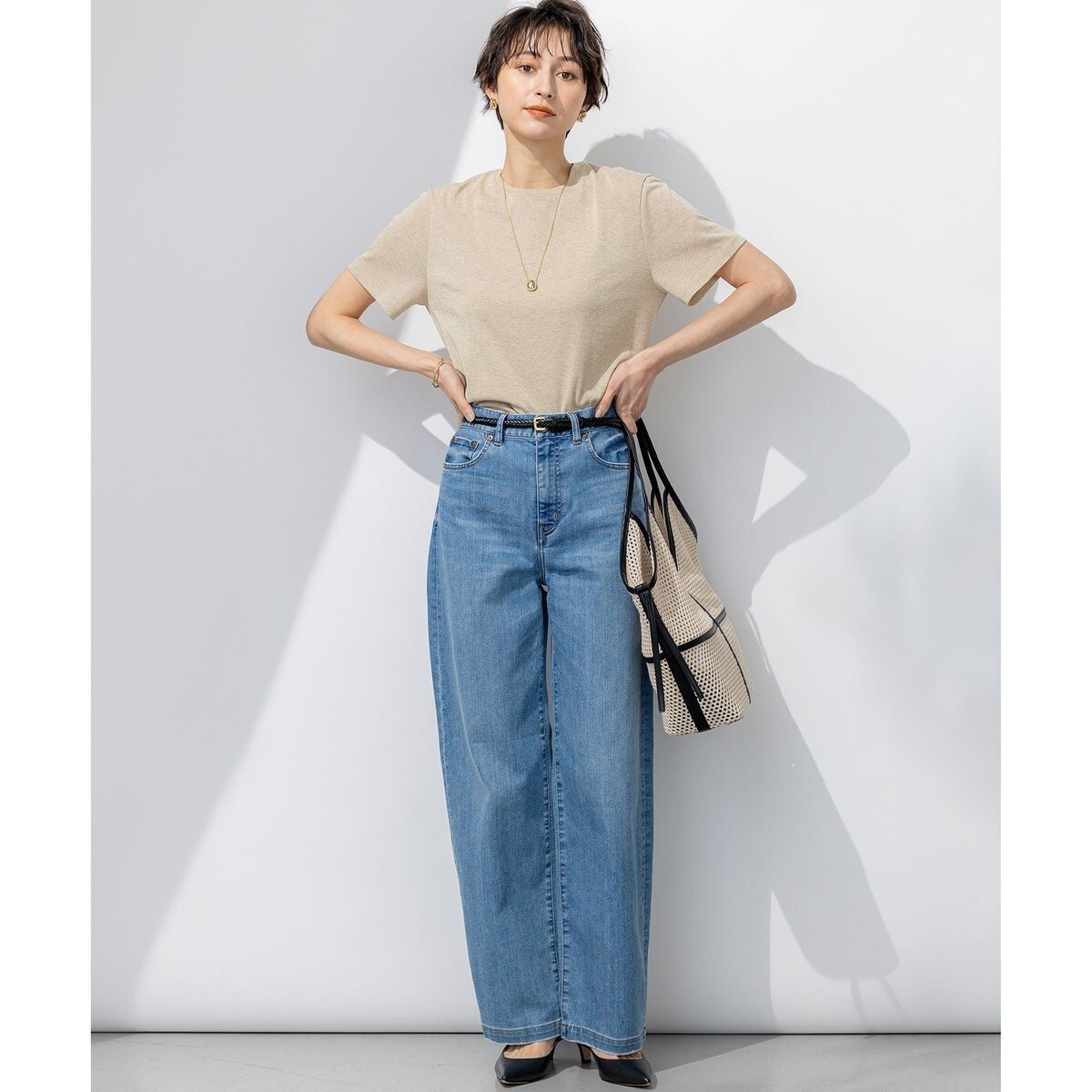 【接触冷感】23区DENIM サマー ストレート ワイド パンツ