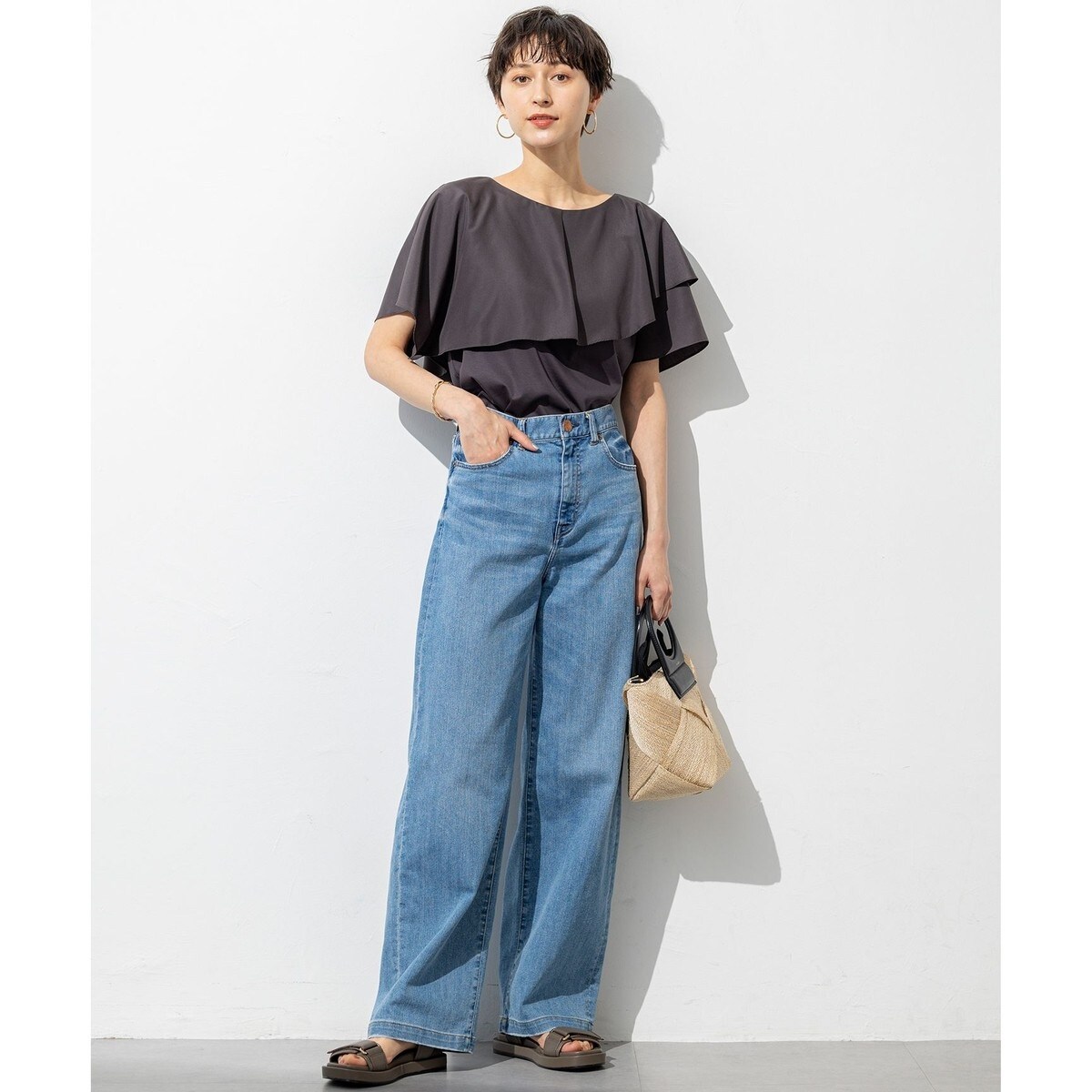 【接触冷感】23区DENIM サマー ストレート ワイド パンツ