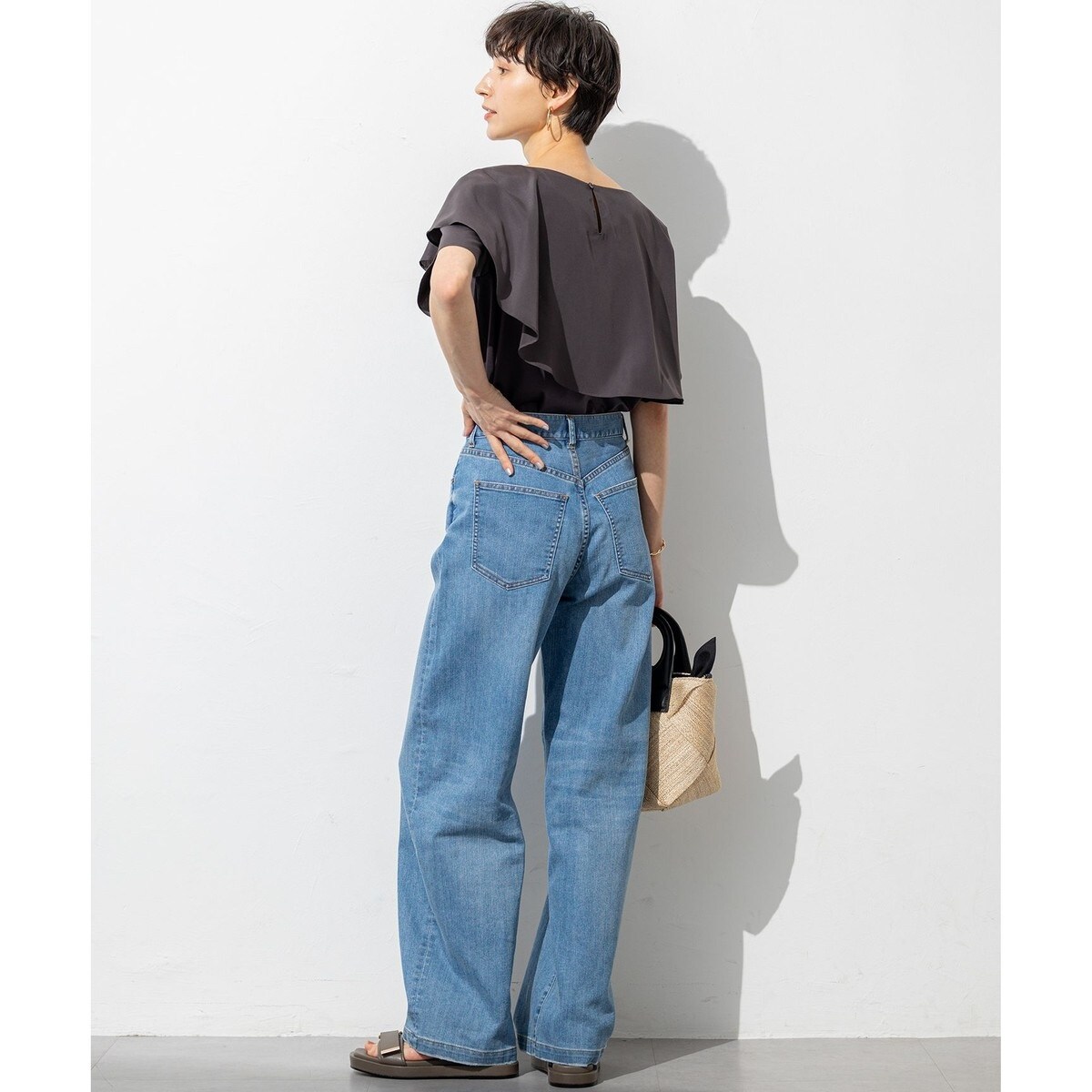 【接触冷感】23区DENIM サマー ストレート ワイド パンツ