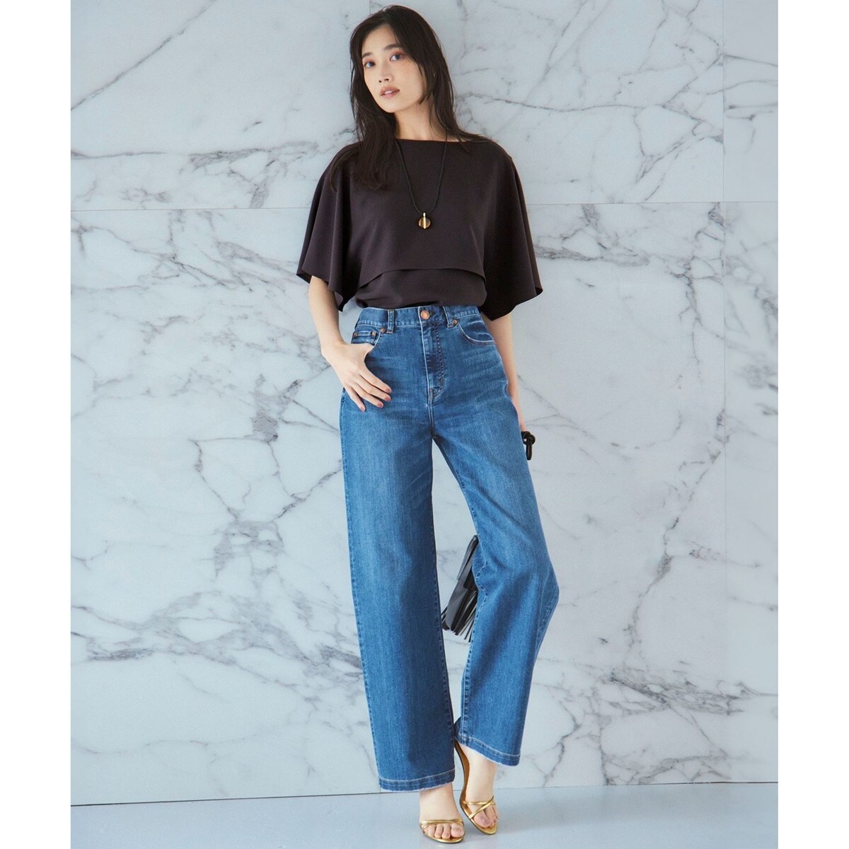 【接触冷感】23区DENIM サマー ストレート ワイド パンツ