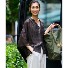 【洗える】ソフトシアーフィルム ギャザー ブラウス