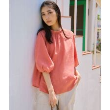 【洗える】LIBECOリネン ボリュームスリーブ ブラウス