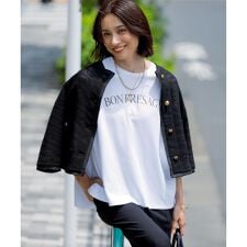 【接触冷感/洗える】BON-PRESAGE ロゴ フレンチスリーブ Tシャツ