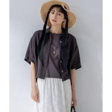 【Oggi7月号掲載/洗える】LIBECOリネン クロップド デザイン シャツ