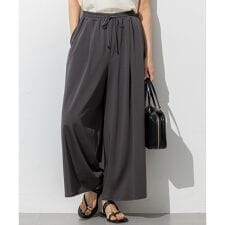 【接触冷感/洗える】ツイストコットンプレーティング ワイド パンツ