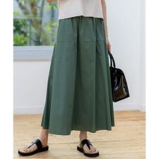 【接触冷感/撥水加工】ストレッチブロード ギャザースカート