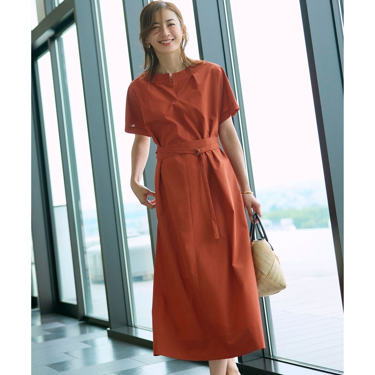 【美品】 洗える】ソフトプレーンテンセル シャツドレス | 23区(23KU ワンピース