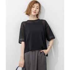 【洗える】スパンコールシアー ニットT