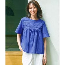 【WEB&一部店舗限定】コットンローン ピンタック フレア ブラウス
