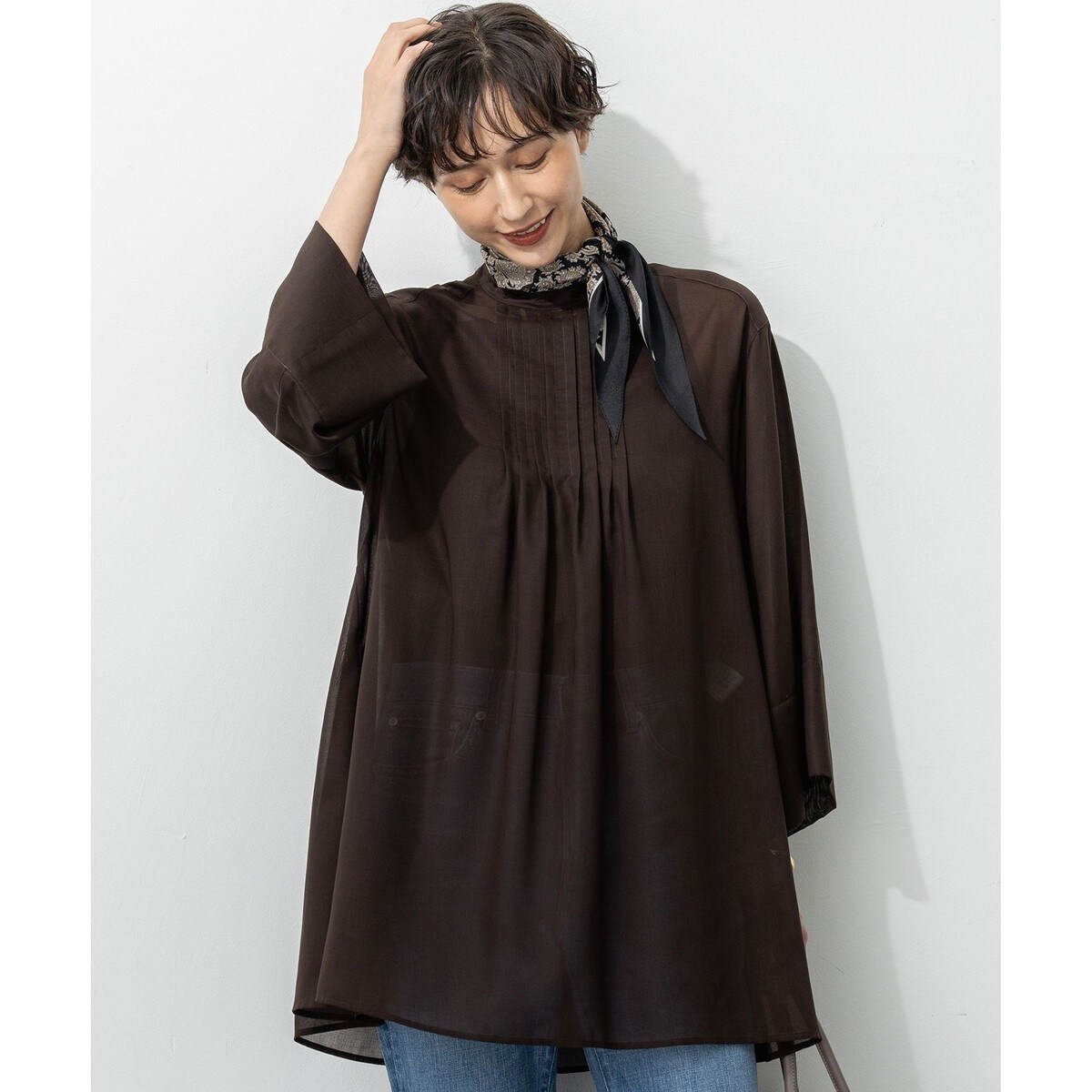 大きいサイズ＊ICB 接触冷感UVケア Ａラインチュニック＊２３区自由区組曲 トップス 大きいサイズ＊ICB 接触冷感UVケア Aラインチュニック＊23