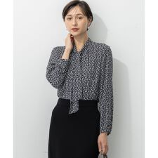 【洗える】モダンジオメトリックプリント ブラウス