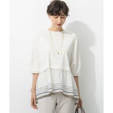 【汗じみ防止加工】スカーフプリントコンビ ヘムデザイン チュニック