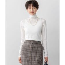 【CLASSY.掲載/洗える】スムージーコットン タートルネック ニット