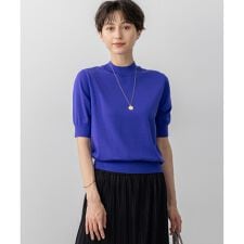 【洗える】サステナブルウール モックネック 5分袖 ニット