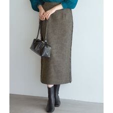 【GLOW10月号掲載/洗える】ツイーディーカラーミックス  Iライン スカート