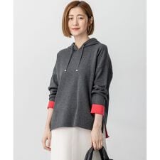 【洗える】ダブルフェイスニット パーカー